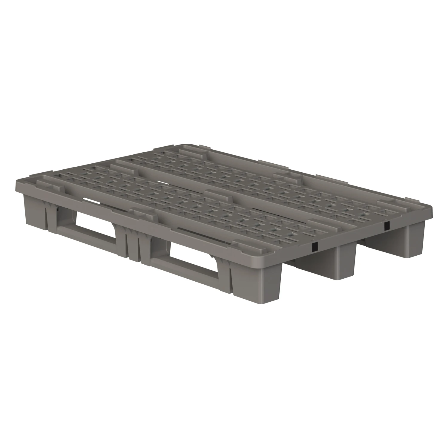 Купить пластиковый паллет 1200х800х153 мм серый эко пп перфорир. на 3 полозьях с бортиком и 2 трубами усиления оптом - код товара 8-000000373