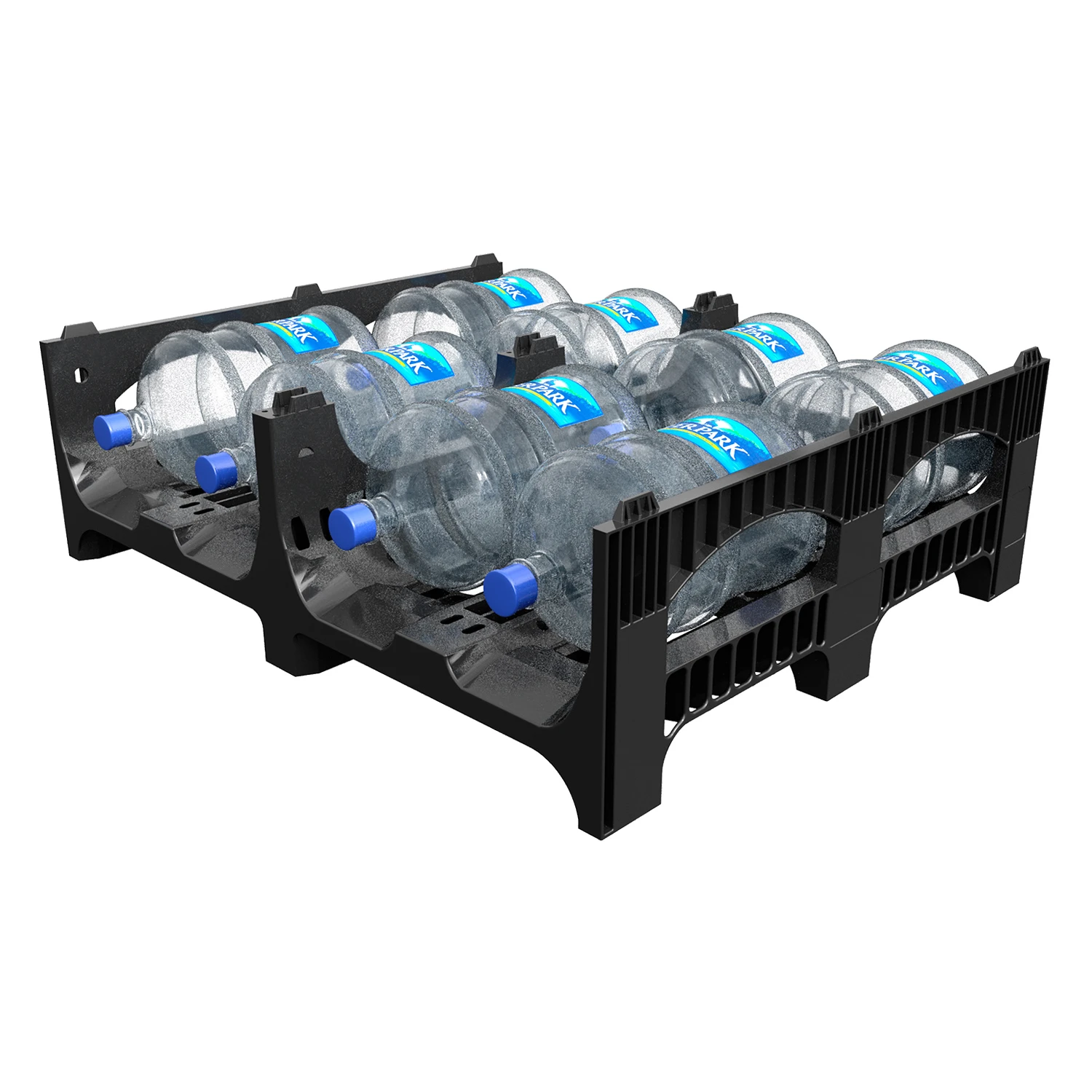 Купить пластиковый паллет bottlerack 1200х1000х380 мм чёрный эко перфорированный на ножках с бортиком для бутылей оптом - код товара 8-000000048