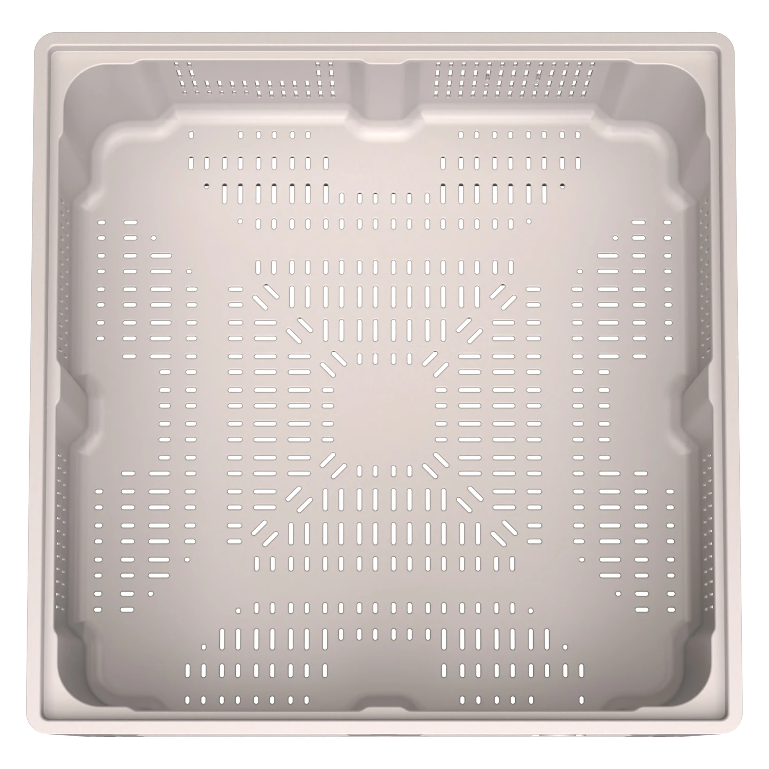 Купить большой контейнер 1130x1130x580 мм ibox светло-серый c перфорированными стенками и дном, на ножках оптом - код товара 8-000000227