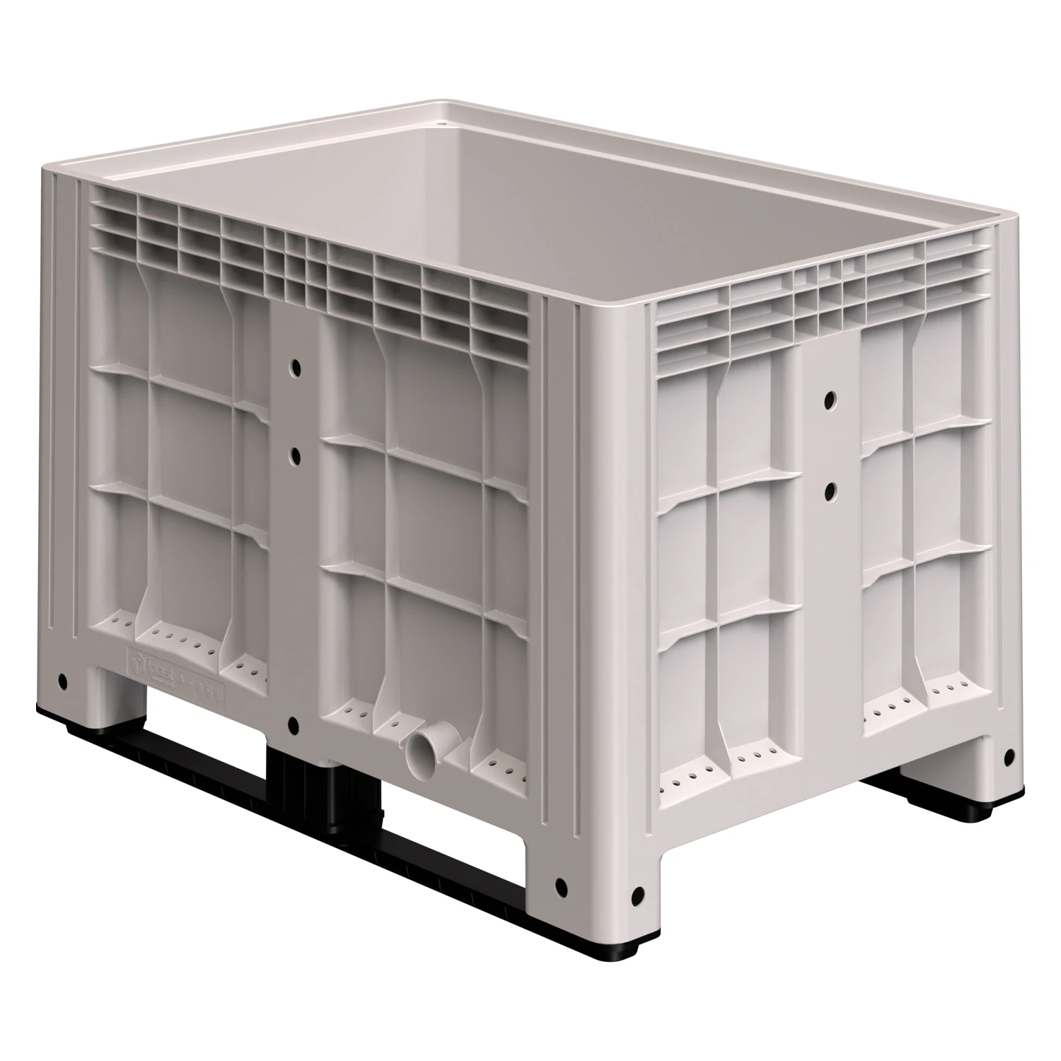 Купить большой контейнер 1200x800x800 мм ibox светло-серый со сплошными стенками и дном, на полозьях оптом - код товара 8-000000004