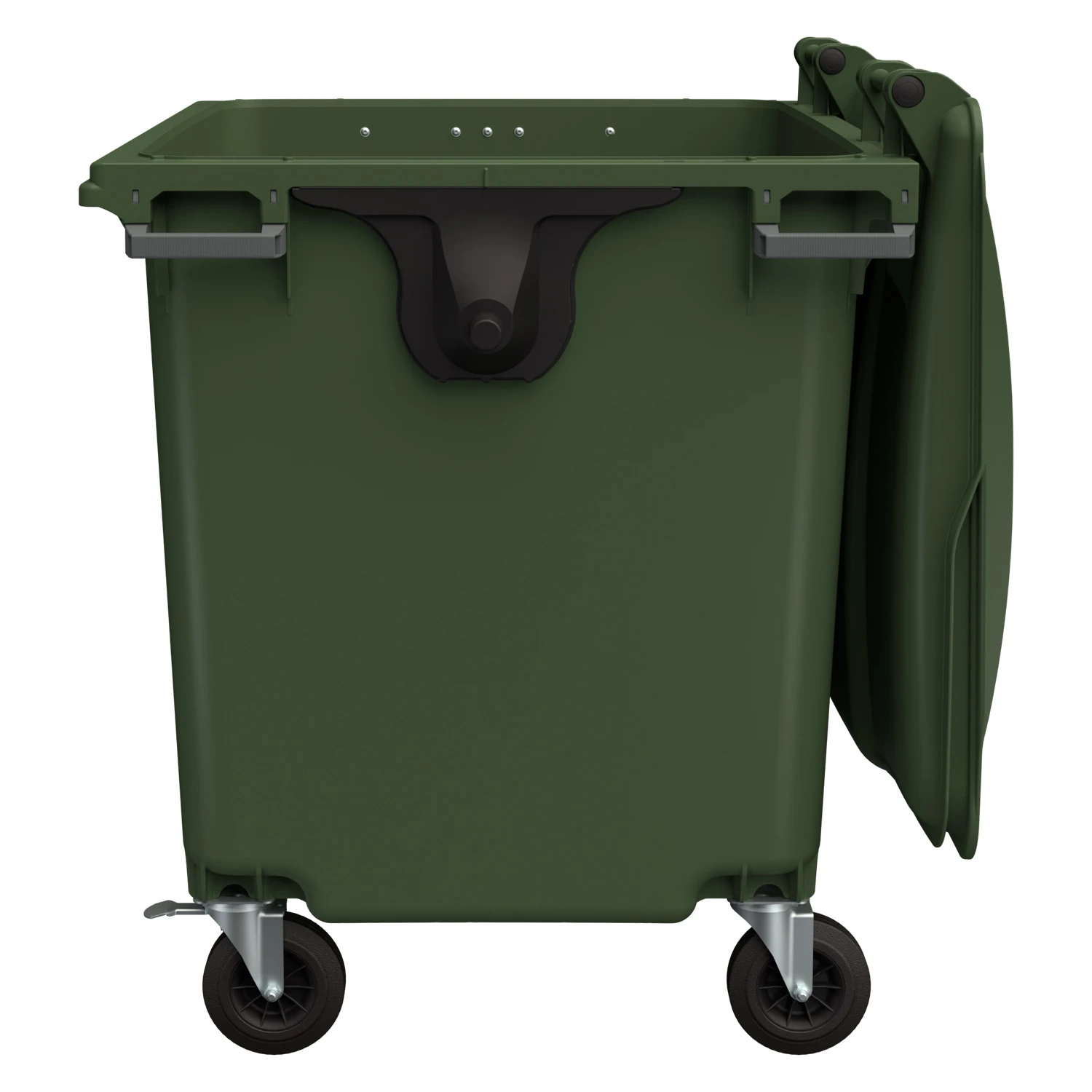 Купить мусорный контейнер 1100 л зелёный 4-колёсный с зелёной крышкой без педали оптом - код товара 8-000000535