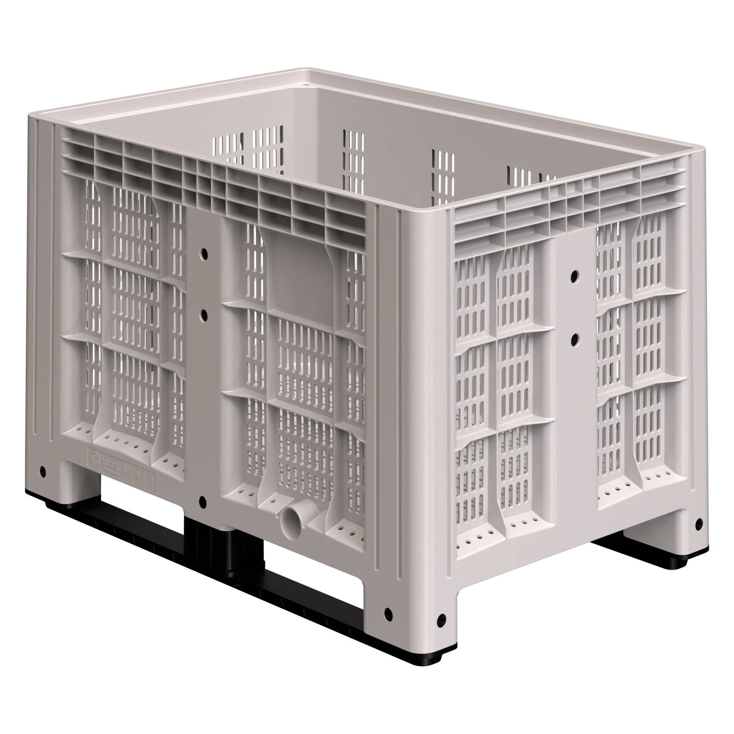 Купить большой контейнер 1200x800x800 мм ibox светло-серый c перфорированными стенками и дном, на полозьях оптом - код товара 8-000000001