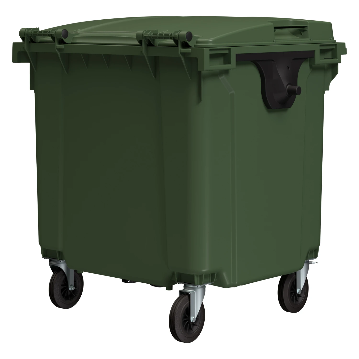 Цена Мусорный контейнер 1100 л зелёный 4-колёсный с зелёной крышкой купить - код товара 8-000000013 Купить мусорный контейнер 1100 л зелёный 4-колёсный с зелёной крышкой оптом - код товара 8-000000013