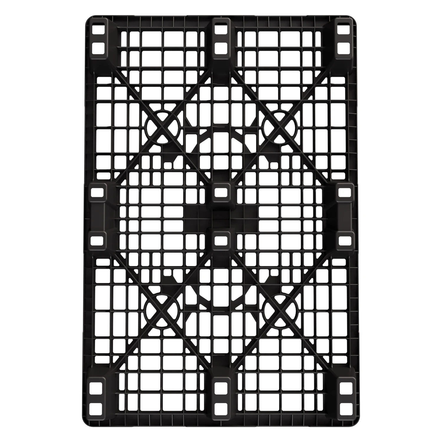 Купить пластиковый паллет 1200x800x140 мм чёрный эко перфорированный на ножках с бортиком оптом - код товара 8-000000050