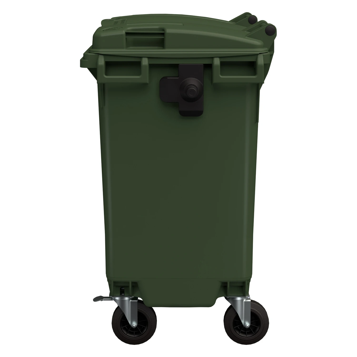 Купить мусорный контейнер 770 л зелёный 4-колёсный с зелёной крышкой оптом - код товара 8-000000018