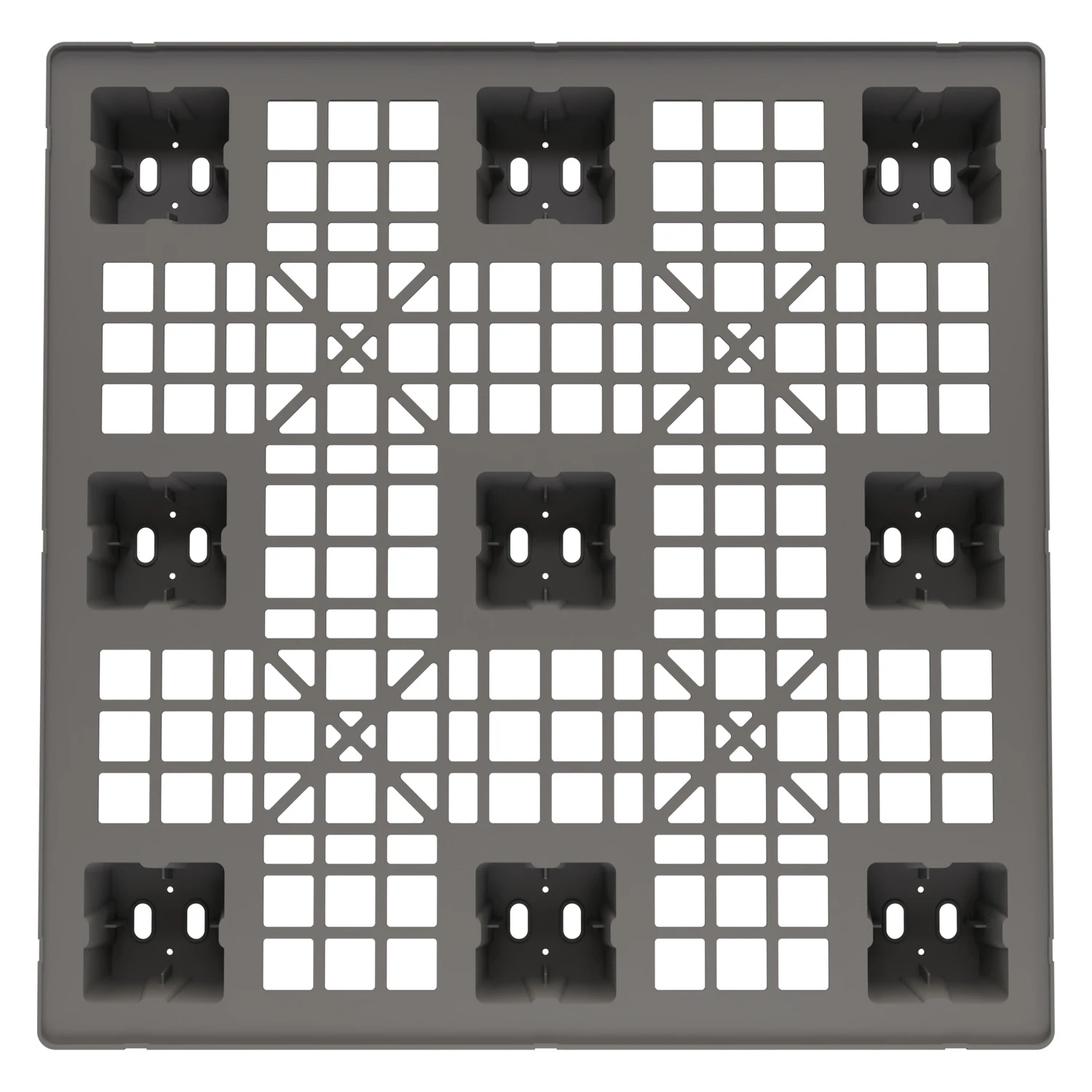 Цена Пластиковый паллет 1100x1100x140 мм серый перфорированный на ножках с бортиком купить - код товара 8-000000340 Купить пластиковый паллет 1100x1100x140 мм серый перфорированный на ножках с бортиком оптом - код товара 8-000000340