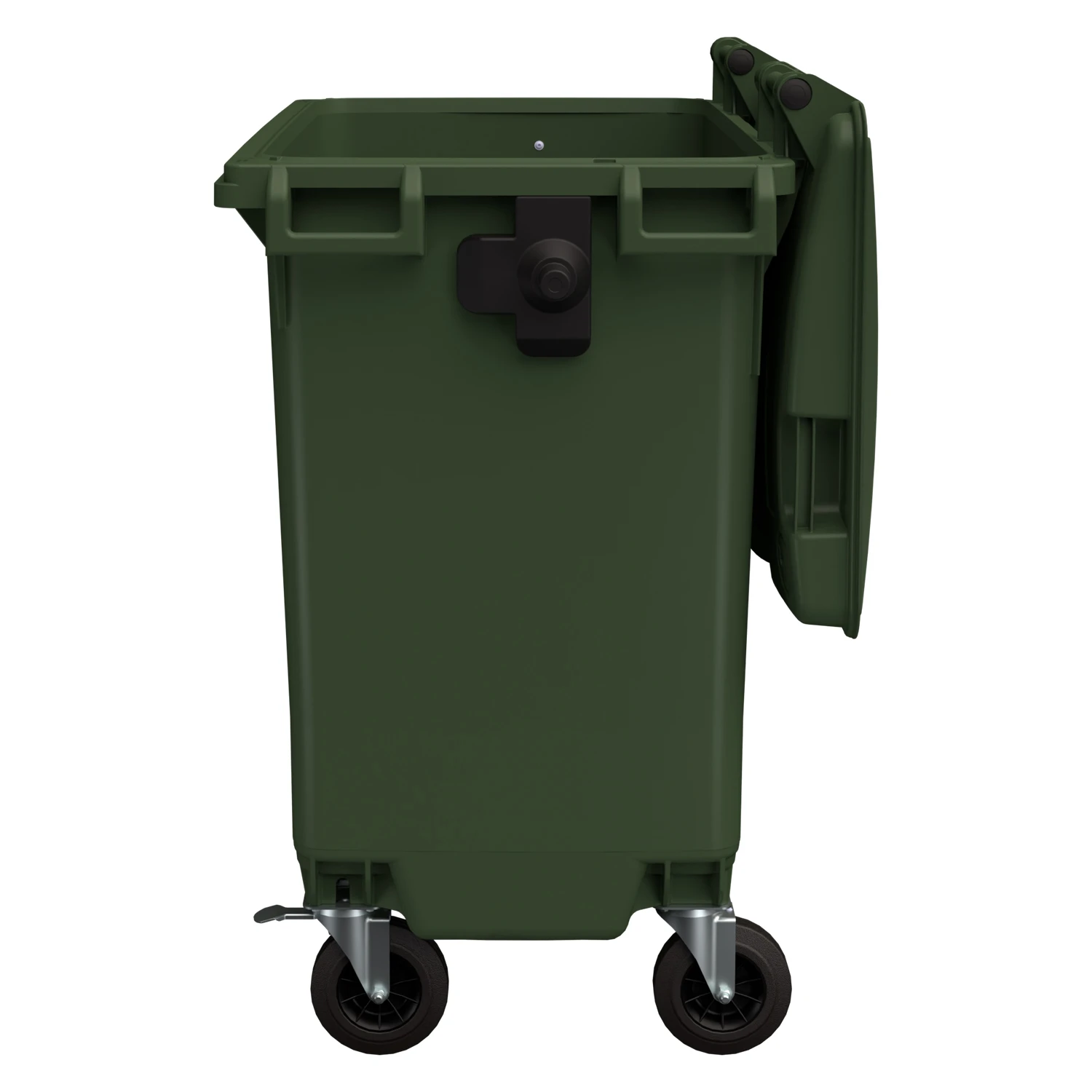 Купить мусорный контейнер 770 л зелёный 4-колёсный с зелёной крышкой оптом - код товара 8-000000018