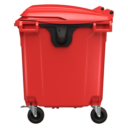 Купить мусорный контейнер 1100 л красный 4-колёсный с красной крышкой, без педали оптом - код товара 8-000000324