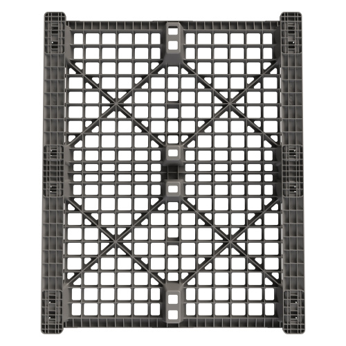 Купить пластиковый паллет 1200x1000x145 мм серый перфорированный на 2 полозьях с бортиком оптом - код товара 8-000000342