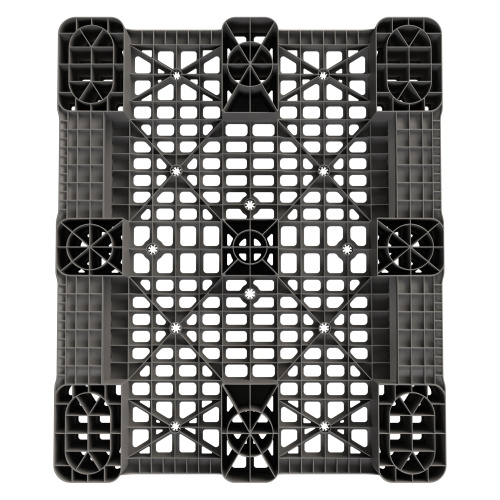Купить пластиковый паллет 1200x1000x150 мм серый перфорированный на 2 полозьях с бортиком оптом - код товара 8-000000344