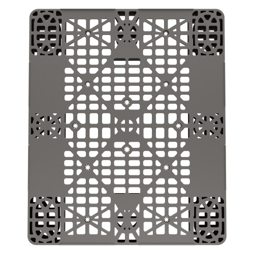 Купить пластиковый паллет 1200x1000x150 мм серый перфорированный на 2 полозьях с бортиком оптом - код товара 8-000000344