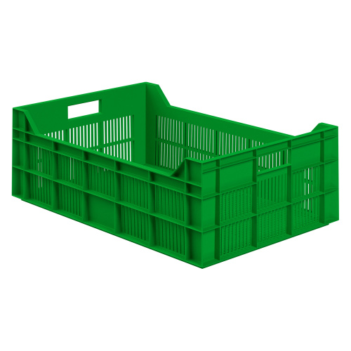 Купить пищевой ящик универсальный 600х400х200 мм салатовый эко с перфорированными стенками и дном оптом - код товара 8-000000451