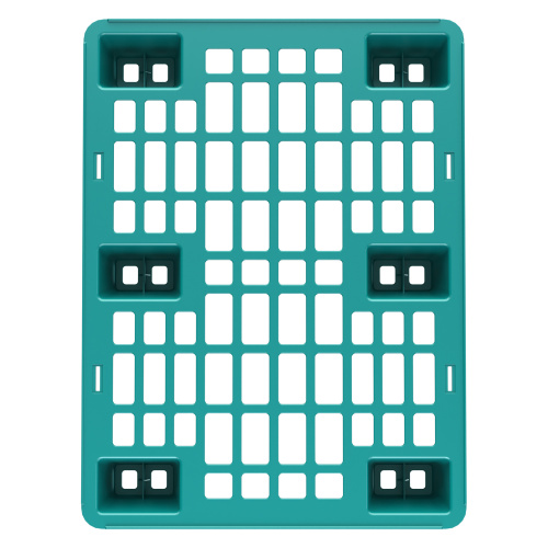 Купить пластиковый паллет 800x600x140 мм бирюзовый перфорированный на ножках с бортиком оптом - код товара 8-000000376