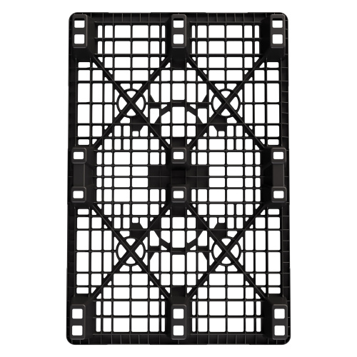 Купить пластиковый паллет 1200x800x140 мм чёрный эко перфорированный на ножках с бортиком оптом - код товара 8-000000050
