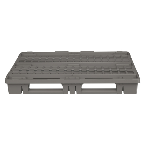 Купить пластиковый паллет 1200х800х153 мм серый эко пп перфорир. на 3 полозьях с бортиком и 2 трубами усиления оптом - код товара 8-000000373