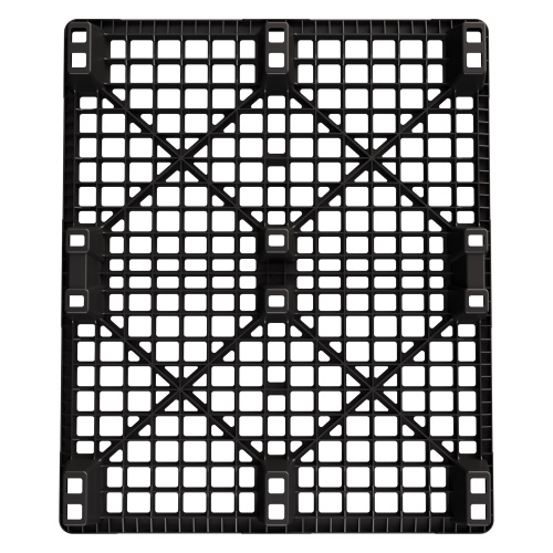 Купить пластиковый паллет 1200x1000x135 мм чёрный эко перфорированный на ножках с бортиком оптом - код товара 8-000000356