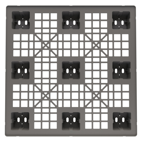 Купить пластиковый паллет 1100x1100x140 мм серый перфорированный на ножках с бортиком оптом - код товара 8-000000340