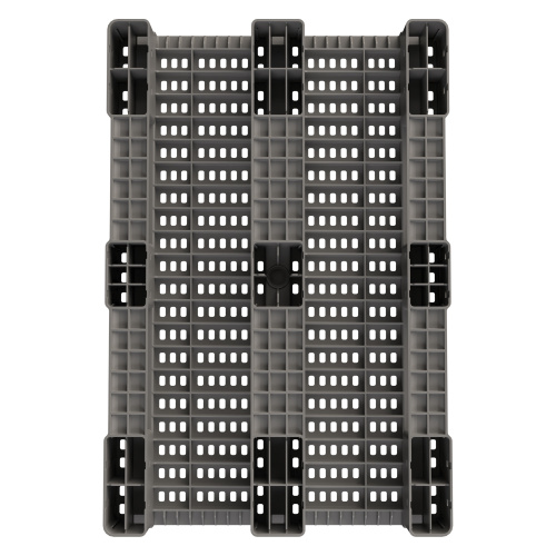 Купить пластиковый паллет 1200x800x150 мм серый перфорированный на 3 полозьях с бортиком оптом - код товара 8-000000040