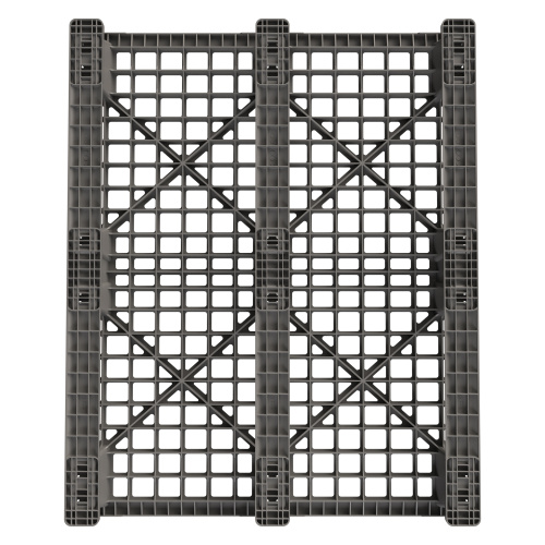 Купить пластиковый паллет 1200x1000x145 мм серый перфорированный на 3 полозьях с бортиком оптом - код товара 8-000000343